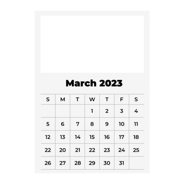 Ημερολόγιο Μαρτίου 2023 Εικόνα Ημερολογίου Πλαίσιο — Διανυσματικό Αρχείο