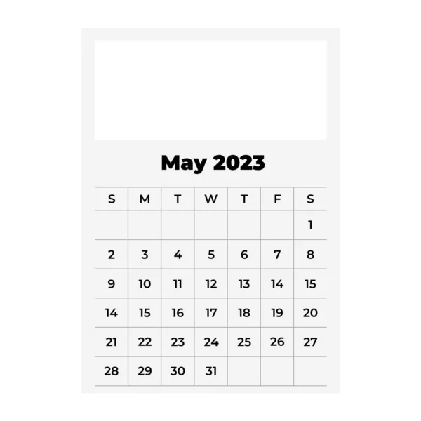 Ημερολόγιο Μαΐου 2023 Εικόνα Ημερολογίου Πλαίσιο — Διανυσματικό Αρχείο