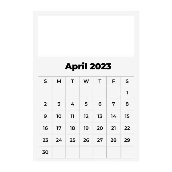 Ημερολόγιο Απριλίου 2023 Εικόνα Ημερολογίου Πλαίσιο — Διανυσματικό Αρχείο