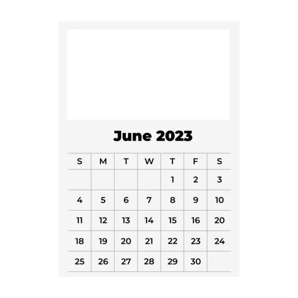 Ημερολόγιο Ιουνίου 2023 Εικόνα Ημερολογίου Πλαίσιο — Διανυσματικό Αρχείο