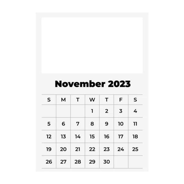 Ημερολόγιο Νοεμβρίου 2023 Εικόνα Ημερολογίου Πλαίσιο — Διανυσματικό Αρχείο