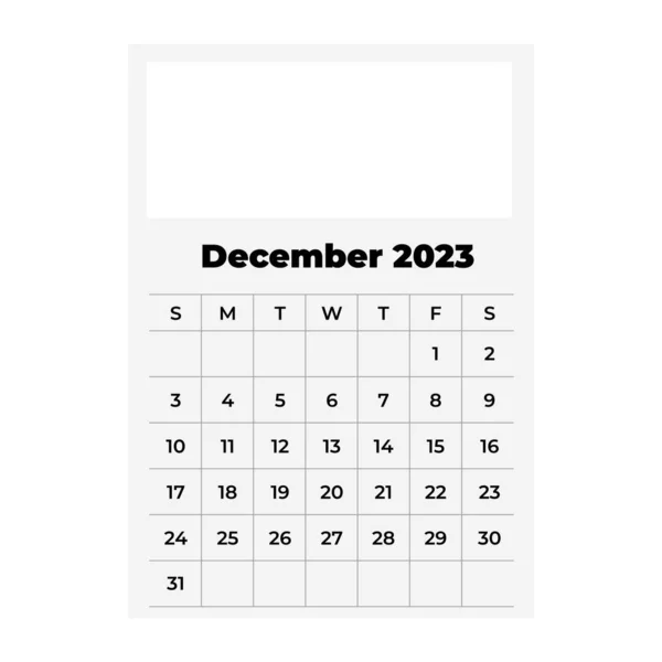 Ημερολόγιο Δεκεμβρίου 2023 Εικόνα Ημερολογίου Πλαίσιο — Διανυσματικό Αρχείο