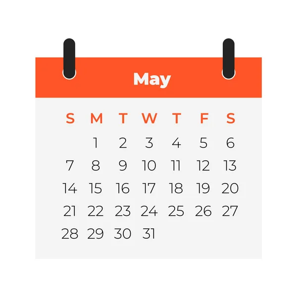 Mei Kalender 2023 Kalender Icoon Vlakke Stijl — Stockvector