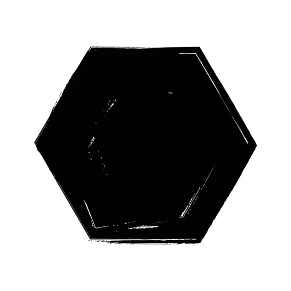 Ecsetvonás Hexagon Alakja Grunge Stílus — Stock Vector