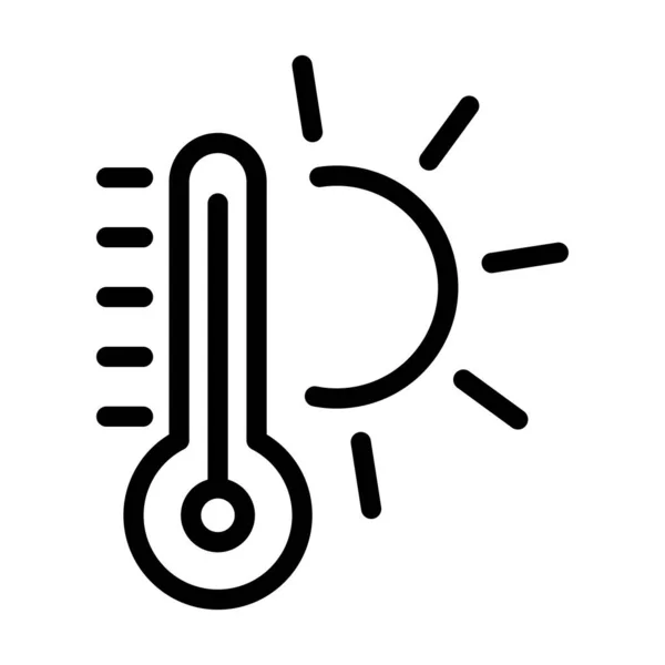 Thermometer Met Zonneteken Lineair Symbool — Stockvector