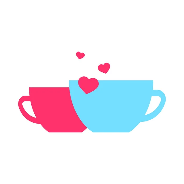 Two Mugs Lovers Icon Romantic Decoration — Stock Vector