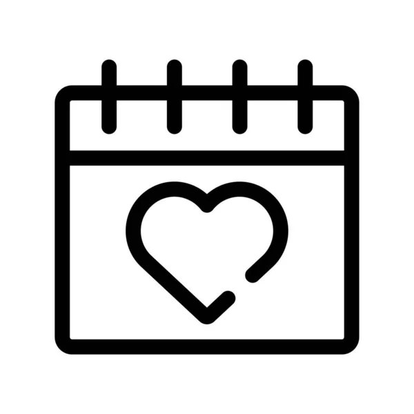 Loves Day Calendar Icon Linear Style — Stock Vector
