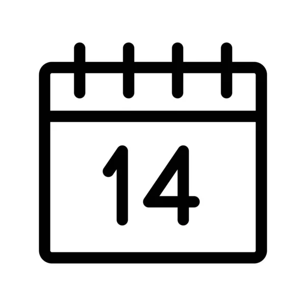 February 14Th Calendar Icon Linear Style — Stock Vector