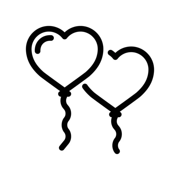 Kalp Balonu Doğrusal Simgesi Romantik Dekorasyon Doğrusal Biçim — Stok Vektör