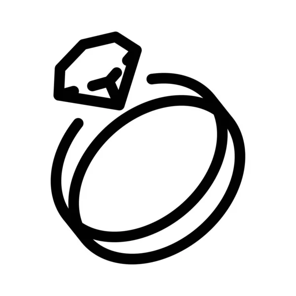 Ring Met Diamantlijn Icoon Lineaire Stijl — Stockvector