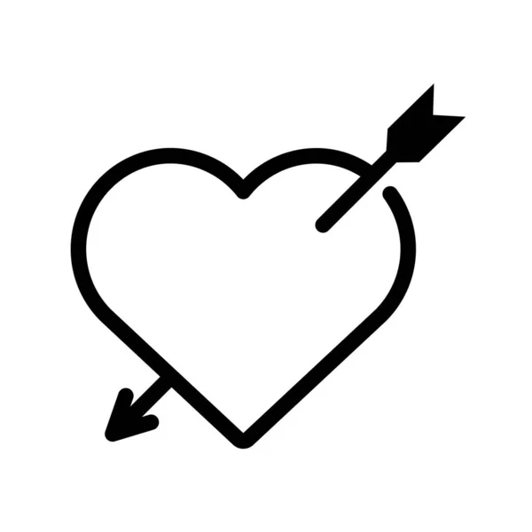Arrow Heart Linear Icon Romantic Decoration — Stock Vector