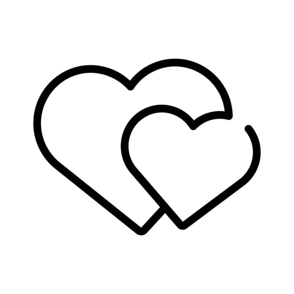 Линейная Икона Двух Сердец Романтическое Оформление — стоковый вектор