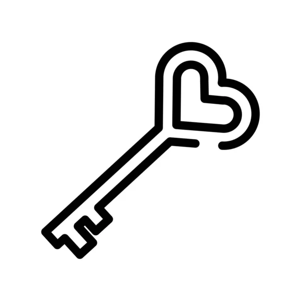 Key Heart Shape Linear Icon Romantic Decoration — Stock Vector