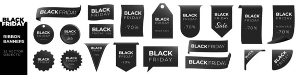 Black Friday Sticker Set Sale Poster Set — Stock Vector