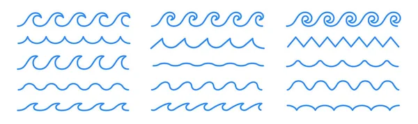 波浪的图标设置 水面集 图库插图