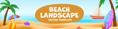 Plaj manzarası şablonu. Tatil şablonu.