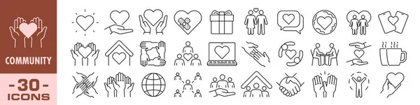 Set Icone Comunitarie Stile Lineare Illustrazione Stock