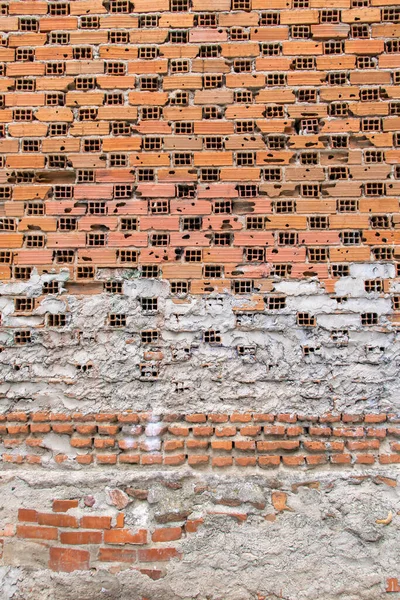 Deteriorated Old Orange Brick Wall — Stock Photo, Image