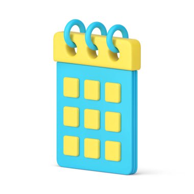 Takvim işleri kişisel organizatör randevu hatırlatması anılarla buluşuyor 3d simge gerçekçi vektör illüstrasyonu. Bahar Zamanı Yönetimi için Zamanlama Kağıt Planlayıcısı Son teslim tarihi ajanda rozeti