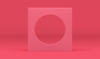 3d duvar bloğu düzenli kare geometrik dekor elemanı dikey temel gerçekçi vektör illüstrasyonu. Modern sınır bölünmesi için mimari minimalist çerçeve şekli