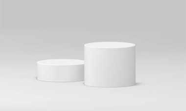 Podyum silindir gösterim seviyesi temel temel dayanak 3d sahne gerçekçi vektör illüstrasyonunu kazandı. Yaya tabanı yuvarlak yapı etkinliği kutlama minimalist ödül arenası dekoratif tasarımı