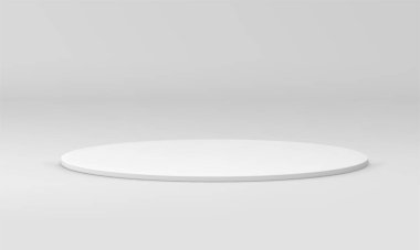 Pedestal beyaz ince silindir platform 3d sahne inşaatı ürün sunumu için gerçekçi vektör illüstrasyonu. Temel kurum etrafında podyum Minimum Ödül Arenası Etkinlik Kutlamasını Kazandı
