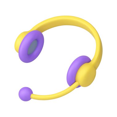 Yardım hattı kulaklık, müşteri destek merkezi, 3d ikon gerçekçi vektör illüstrasyonuna yardımcı oluyor. Mikrofon satış operatörü kulaklıklı müşteri iletişim hizmeti rozeti