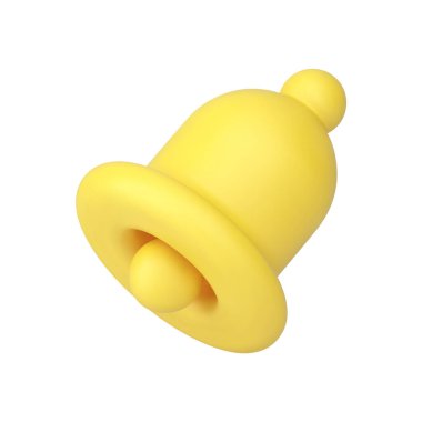 Sarı zil sesi uyarısı sohbet arayüzü hatırlatıcı sinyal 3d gerçekçi vektör illüstrasyonu. Alarm internet uyarısı sosyal medya uyarısı çevrimiçi iletişim hizmeti ögesi