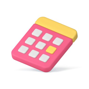 İşaretli tarih ile takvim takvimi önemli olay hatırlatıcı 3d simge gerçekçi vektör illüstrasyonu. İş planlama sayfası Hafta sonu randevu hafta sonu tatil bildirim uygulaması