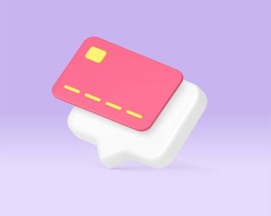 Kart nakitsiz ve ödemesiz internet ürünleri hızlı ipuçları satın alır. 3D gerçekçi vektör illüstrasyonu. İnternet alışveriş siparişi ticari iş finans çevrimiçi bankacılık hesabı