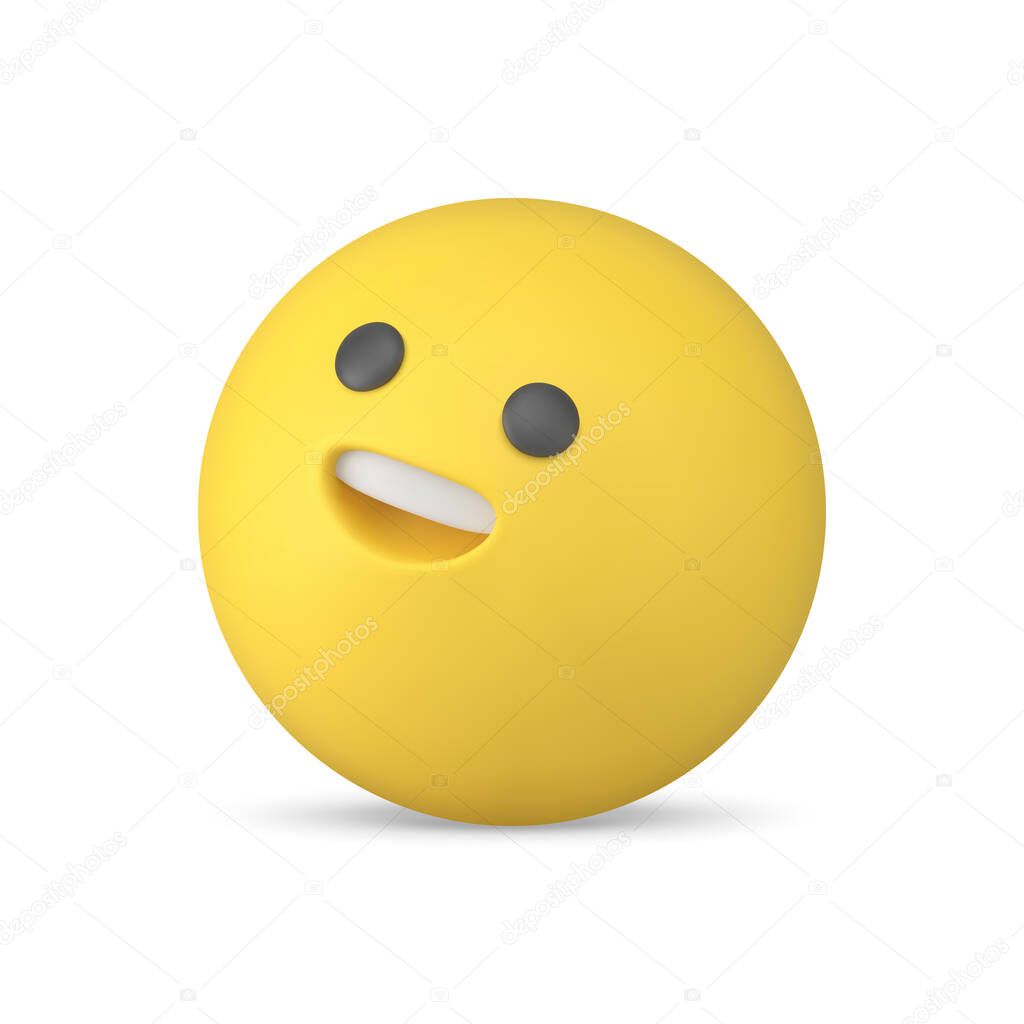 Emoticon smiley yellow social media character cyberspace chatting mascot 3d icon realistic vector illustration. Emoji funny facial expression internet message laughing communication circle badge