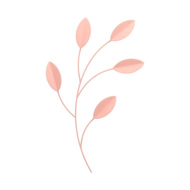 3 boyutlu gerçekçi vektör illüstrasyonu kompozisyonu için botanik ağaç dalı pembe yaprak dekor elementi bırakır. Yaprak ahşap gövde yabani çiçek bitki ekolojisi doğal bahar dekoratif tasarımı