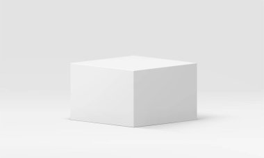 3d kutucuğu dikdörtgen beyaz kaidesel geometrik temel minimal izometrik platform gerçekçi vektör illüstrasyonu. Podyum inşaat ürünleri sahne dikdörtgensel ödül arenası stüdyo arka planı