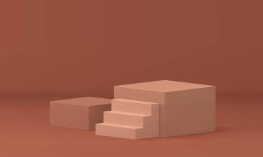 3d podyum basamakları seviyesindeki geometrik kutu ödüllü arena kutlama töreni gerçekçi vektör illüstrasyonunu kazandı. Pedestal yapı temel temel merdiven ürün premium tasarımı için