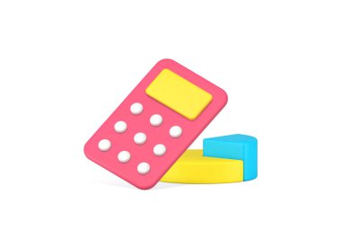 Turta grafiği finansal diyagramını analiz eden denge hesaplama bütçe planlaması 3d gerçekçi vektör illüstrasyonu. Muhasebe bankacılık denetimi ekonomik analitik giderleri gelir kontrol yönetimi