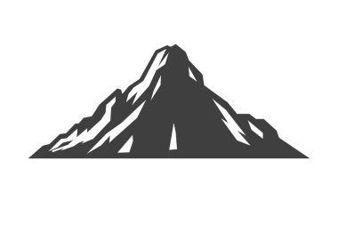 Dağ tırmanışı kamp gezisi, ekstrem spor, klasik ikon vektör illüstrasyonu. Uçurum kayası buzulu doğal dağcılık manzarası yükseklik tepe keşfi.