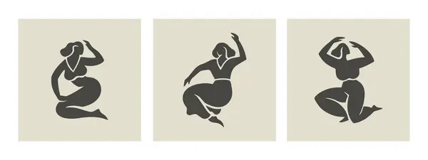 Tombul Kadın Siluetlerinin Soyut Sanatı Matisse Çağdaş Tarz Vektör Illüstrasyonunda Vektör Grafikler