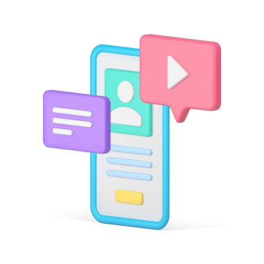 Cep telefonu uygulaması yazılım profili dijital teknoloji izometrik 3d gerçekçi vektör illüstrasyonu. Smartphone uygulama hesabı multimedya sosyal medya ağı siber uzay iletişimi