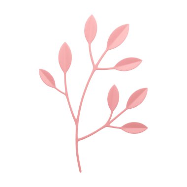 Ağaç dalı ağaç gövdesi romantik pembe yapraklar botanik çiçek tasarımı 3d gerçekçi vektör çizimi. Botanik ahşap bitki yetiştirme vahşi orman bahçesi çiçekli kompozisyon zarif dekor elementi