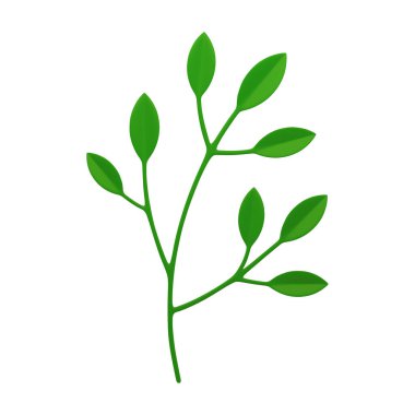 Yeşil ağaç dalı botanik bitki örtüsü doğal bitki ekolojisi biyolojik çevre 3D ikon gerçekçi vektör illüstrasyonu. Yeşillik bitkisi bitkisi, organik çiçek yaz baharı.