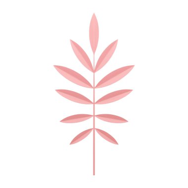 Eğreltiotu pembe tropikal ağaç dalı zarif bitkisel dekor elementi 3d gerçekçi vektör çizimi. Romantik bitkisel bitki çiçeği egzotik çiçekli düğün güzelliği çiçekli kompozisyon tasarımı