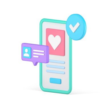 Randevu uygulaması kullanıcı başarısı yetkilendirmesi ana sayfa doğrulama akıllı telefon ekranı izometrik 3d ikon gerçekçi vektör çizimi. Tarih uygulaması profili kayıt cep telefonu ana sayfası