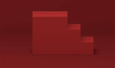 3d merdiven kırmızı basamak basamak geometrik yapı şampiyonu arena gerçekçi vektör illüstrasyonu. Basamakların temel basamakları Liderlik Vakfı Minimum Tasarım