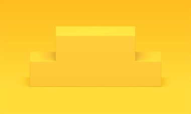 Gerçekçi vektör illüstrasyonunu kutlamak için 3D podyum sarı en iyi ödül arenası merdivenleri. Temel Temel Temel Temel Temel Temel Kuruluş Yarışması merdiven seviyesinde