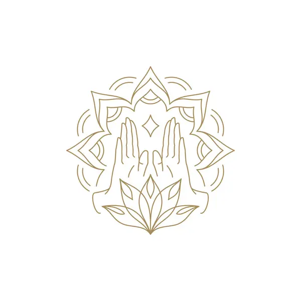 Sihirli Insan Kolları Zarif Nilüfer Çiçeği Meditasyonu Esrarengiz Dekoratif Tasarım Telifsiz Stok Illüstrasyonlar