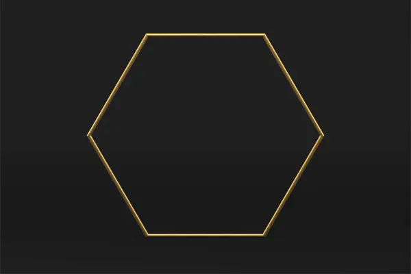 Golden Marco Hexagonal Vacío Estudio Promoción Fondo Negro Para Producto Gráficos Vectoriales