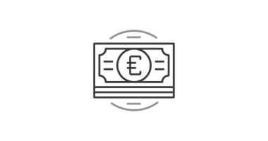 Banknot hattı simgesi animasyonunu paketle. Kazançlı ekonomide zengin yatırım ve tasarruflar. Gelişmiş bankacılığın nakit para sembolü. Hizmet ve mal alımı için ödeme.