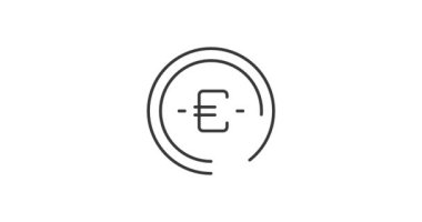 Euro hattı ikon animasyonu. Web sitesi tasarımı ve mobil uygulamalar için ana hatlı logo. Kazançlı ekonomide zengin yatırım ve tasarruflar.