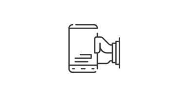 Çevrimiçi çizgi simgesi canlandırması. İş adayı işverenin otobiyografisi. Karakter avatarıyla akıllı telefonu tutuyor. Profesyoneller ve deneyimli yöneticiler için boşluklar belgesi.