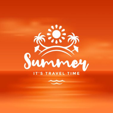 Yaz tatili etiketi ya da rozet tipografisi slogan tasarımı poster ya da tebrik kartı çizimi için. Tropik ada sembolü.